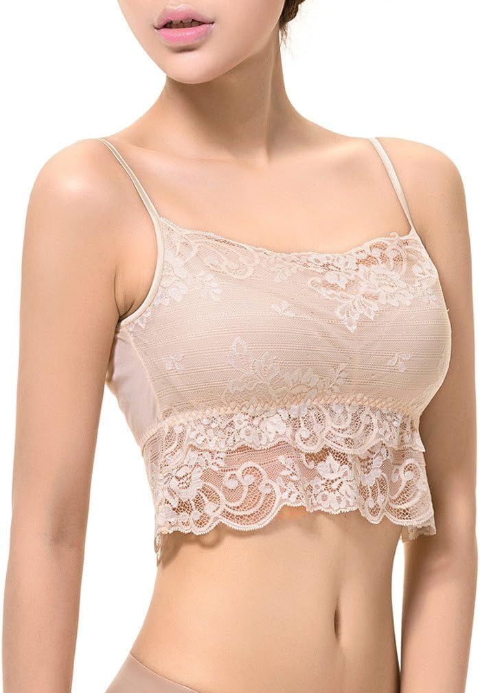 Fimage Women's Lace Trim Soft Comfort Silk Render Mini Camisole Tank Tops Skin L