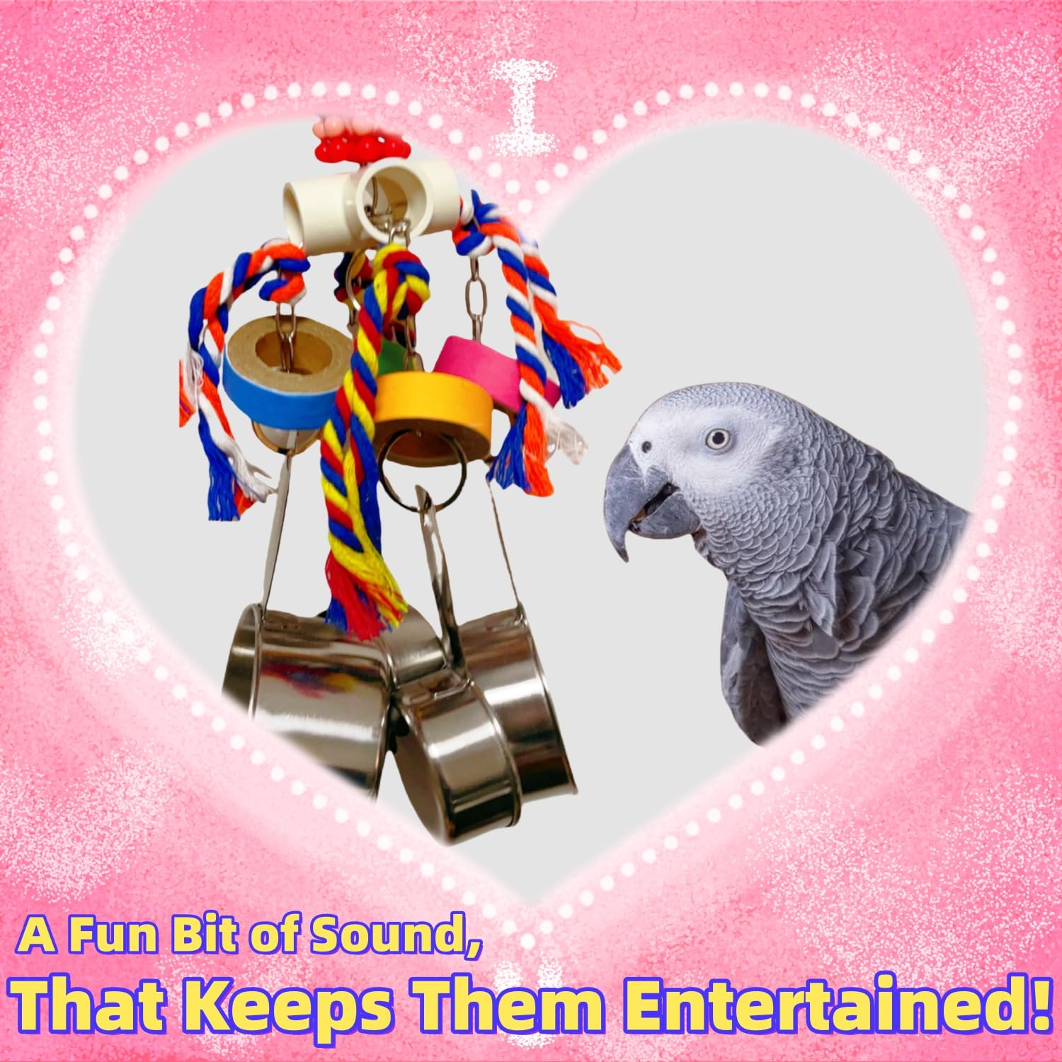 Durable Stainless Steel Pot Bagel Bird Toys for Parrots Cardboard Fatty Bagel Chewing Foraging Shredding for Medium and Large Parrot Amazons Macaws African Greys Cockatoos Eclectus Guaker Chicken - image 5