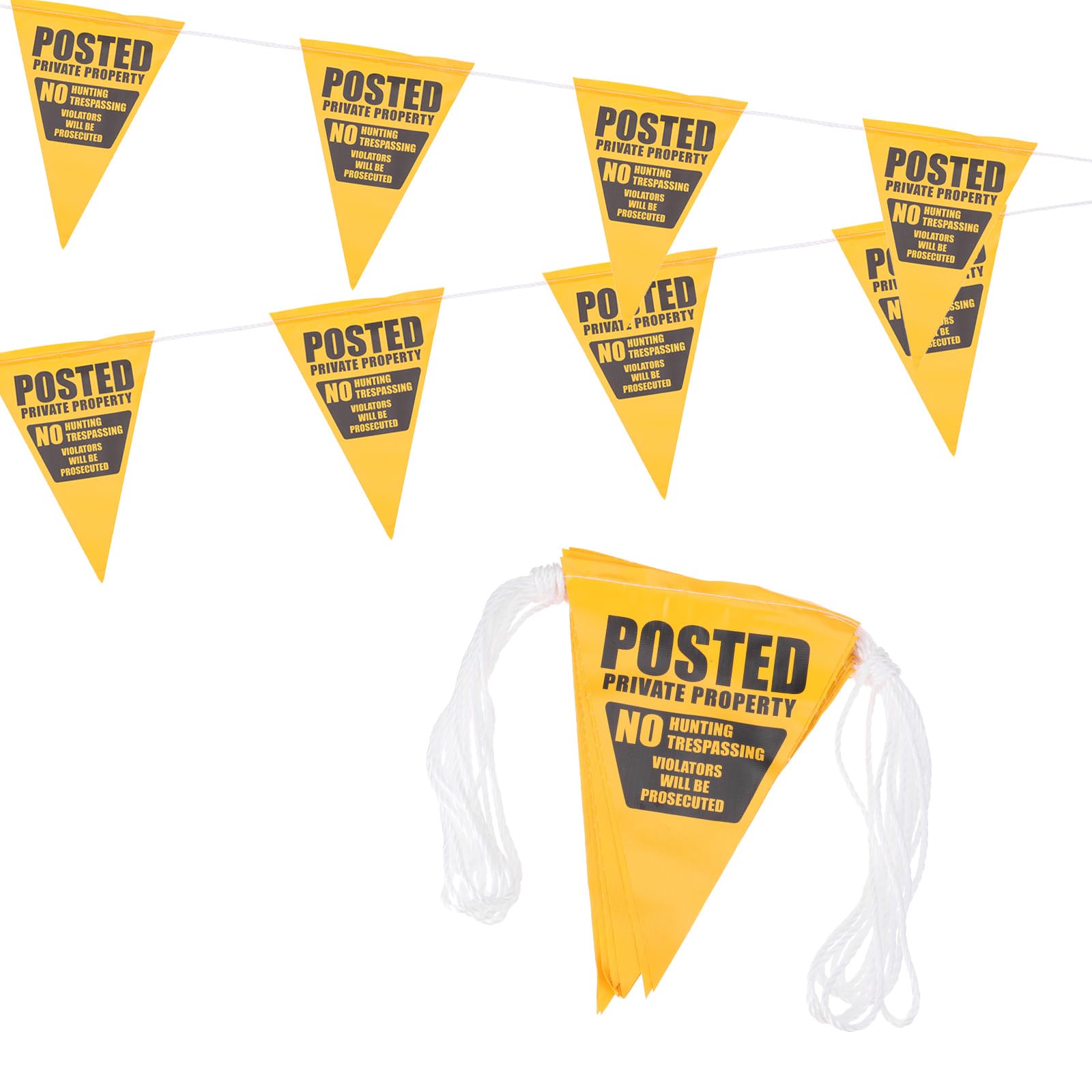 PATIKIL 37ft Pennant Banner Flags, 15 Yellow Triangle Safety Flags, 11M Length, 3mm Rope Diameter
