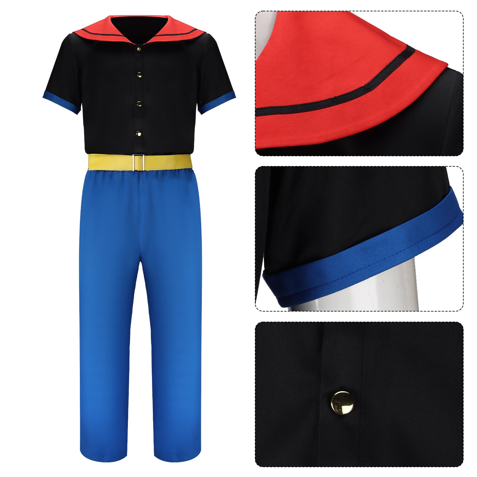 Disfraz de Popeye con Músculos Incorporados y Sombrero de Marinero para Halloween Carnaval
