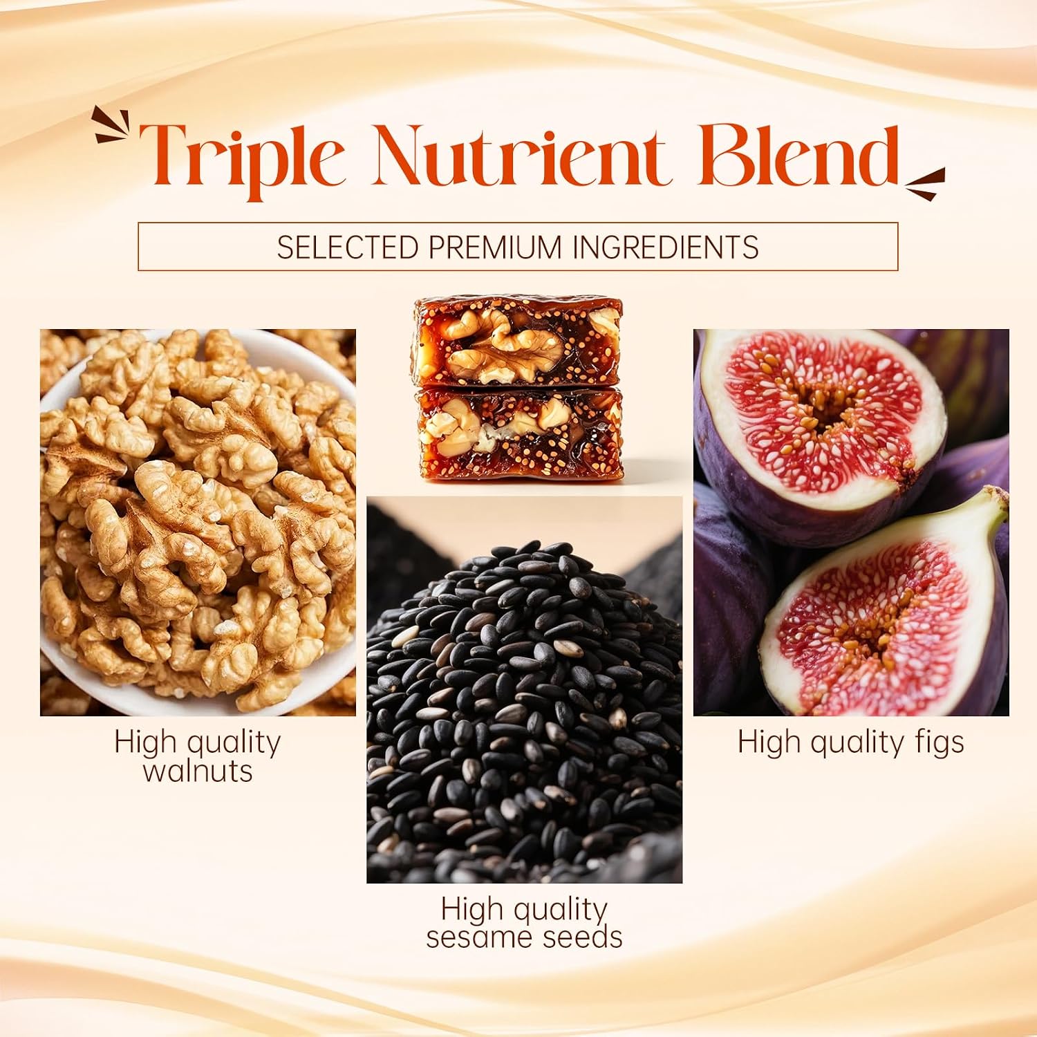 Fig and Walnut Two in One, Fig Walnut Black Sesame Pie, Nutritious Nut Snack,Traditional Handmade Delicacy, Individually Packaged & Healthy Snack, No Sugar Added & No Additives, 250g/8.8oz (2pcs)