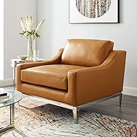 Vista 14 de Modway Arnés de sofá de cuero de 83.5" en gris con base de acero inoxidable