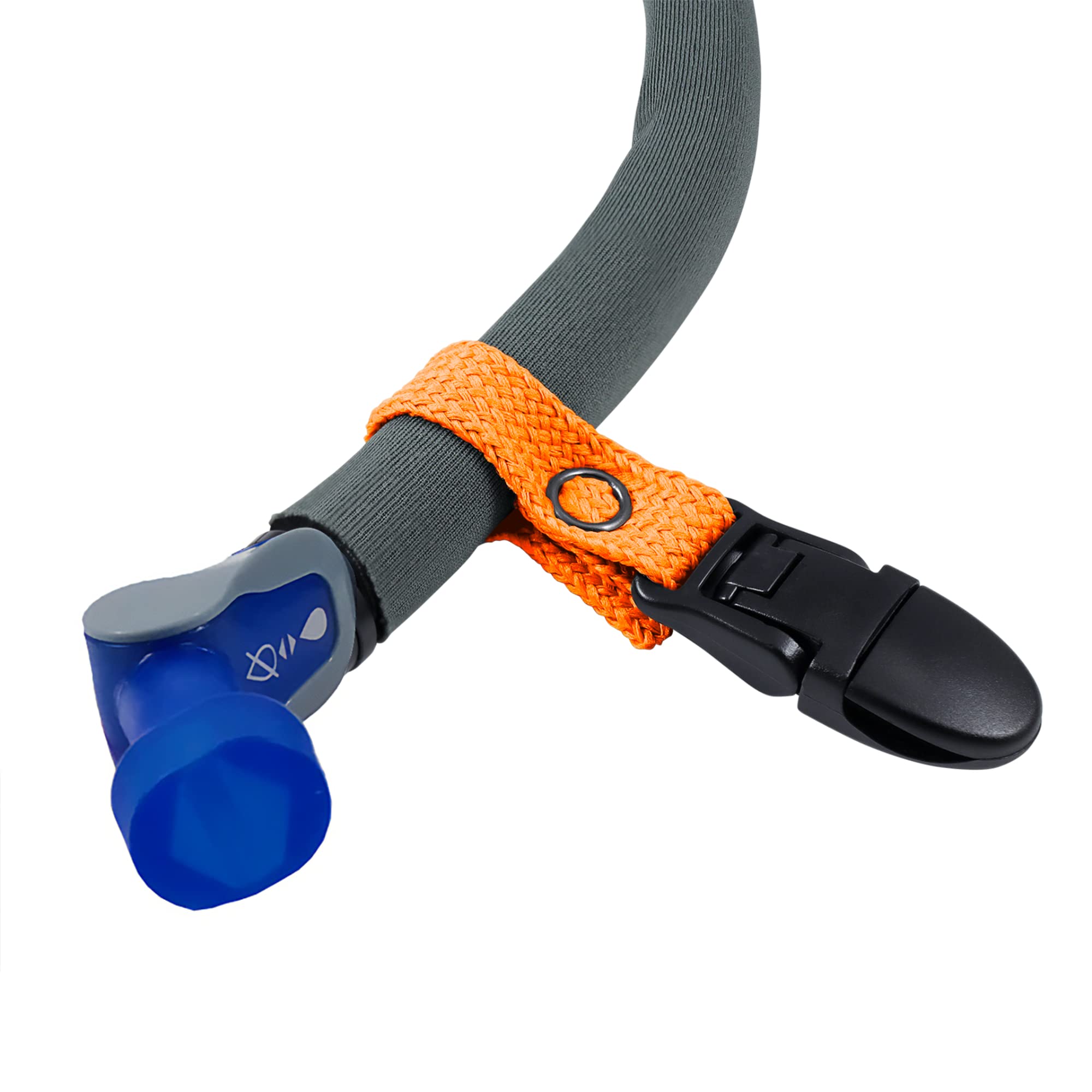 Gearhandle Drink Tube Lanyard Clip. Secure your drink tube to your hydration backpack strap or clothing. (Fluorescent Orange)