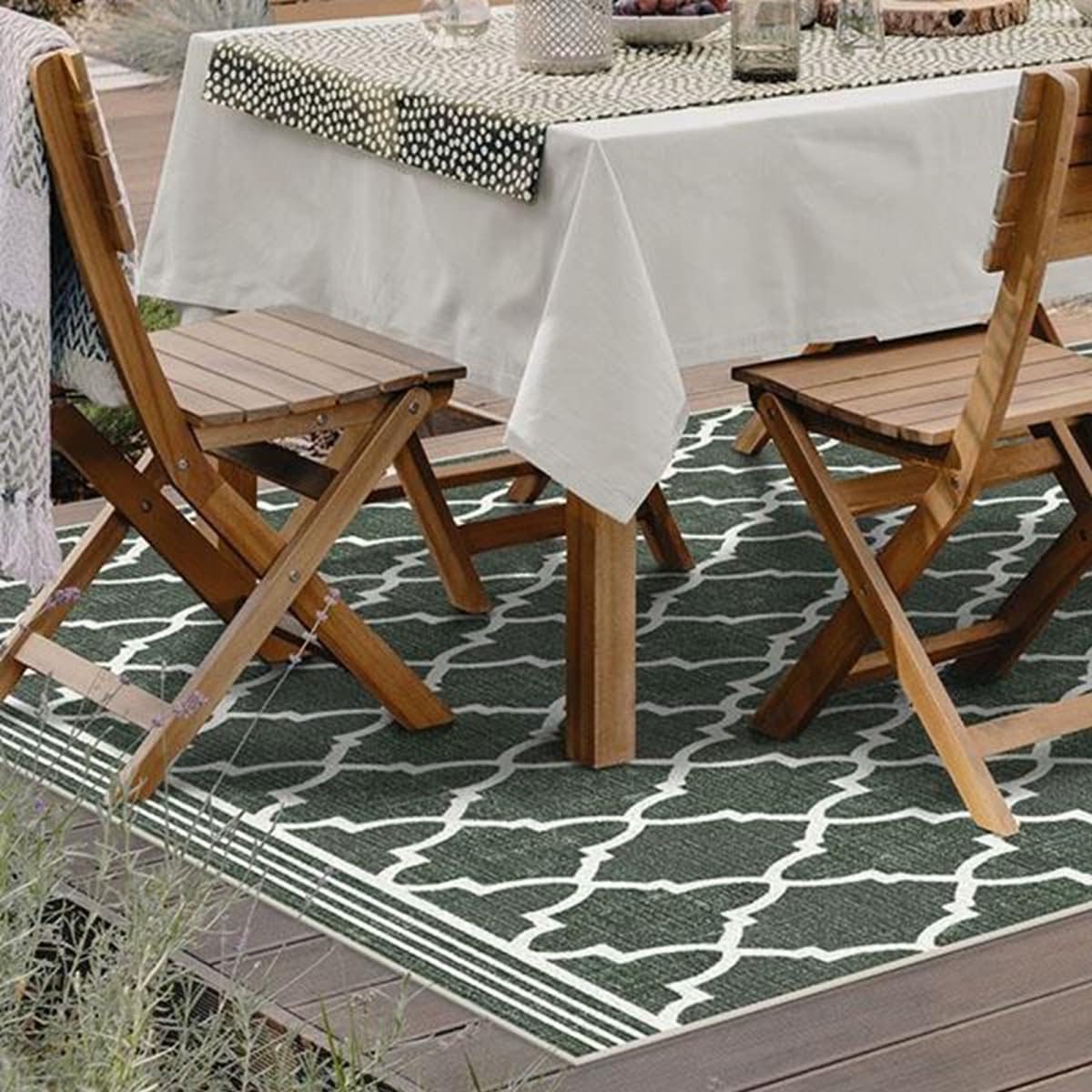 Tappeto da Esterno Impermeabile, Tappeto a Zona Antiscivolo per Camper, Terrazzo, Giardino, Balcone e Piscina, Decorazione Estiva.[100X160cm]
