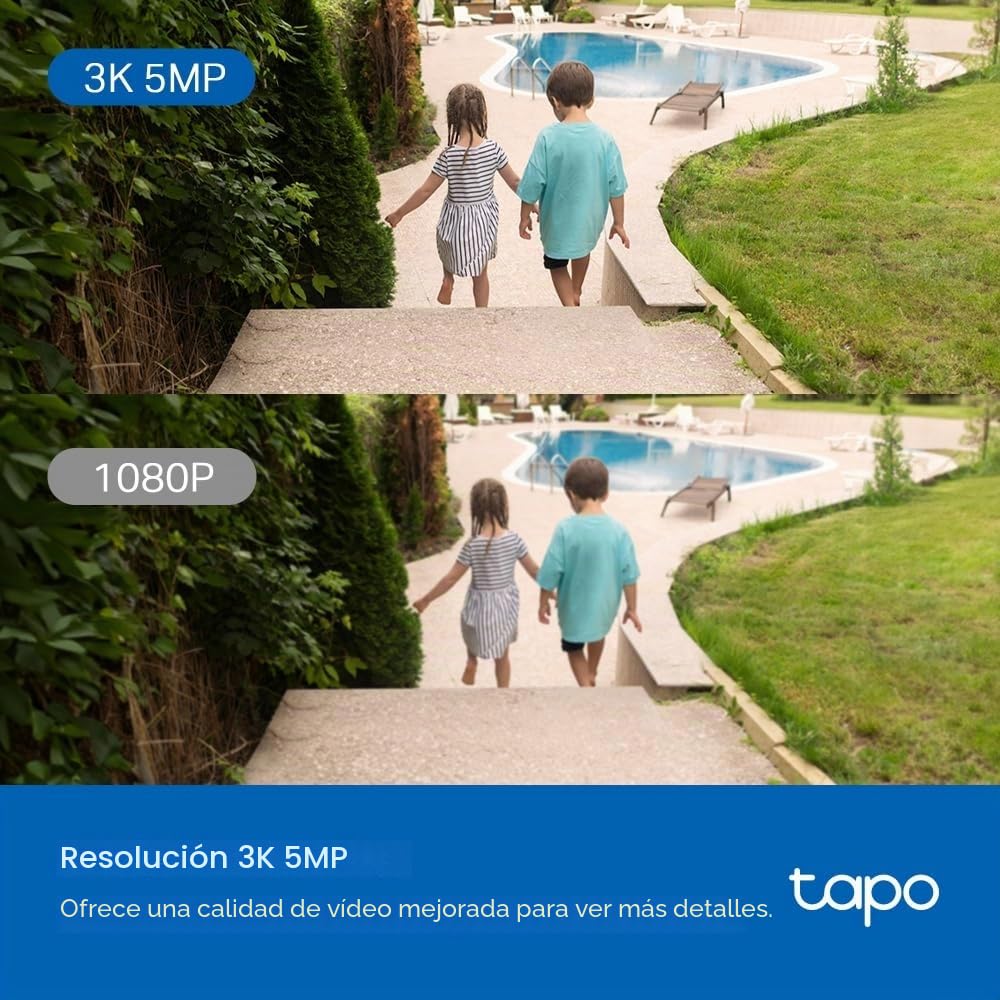 Tapo C530WS - Cámara Seguridad Exterior 360° 3K 5MP, Visión Nocturna Color, Resistencia IP66, Alarma Sonora/Luz, Detección AI, Almacenamiento Nube/SD 512GB, Audio Bidireccional (Paquete de 2)