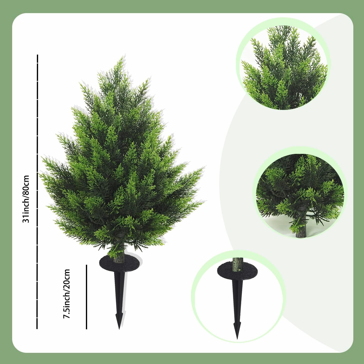 Artificial Topiary Cedar Tree 2FT Faux Little Bush Cedar Tree UV Resistant Shrub Potted Artificial Plant for Outdoor Indoor Front Porch Garden (2 Pack)