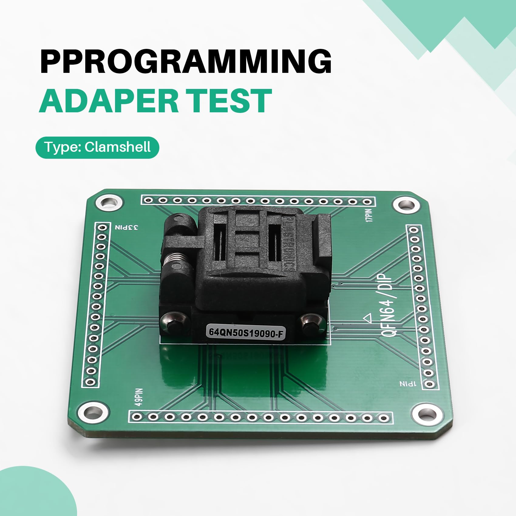 Hochpräziser 64QN50S19090 QFN64 zu DIP Programmierstecksockel für IC-Test und Burn-In, Rastermaß 0,5mm, 9x9mm Gehäuse