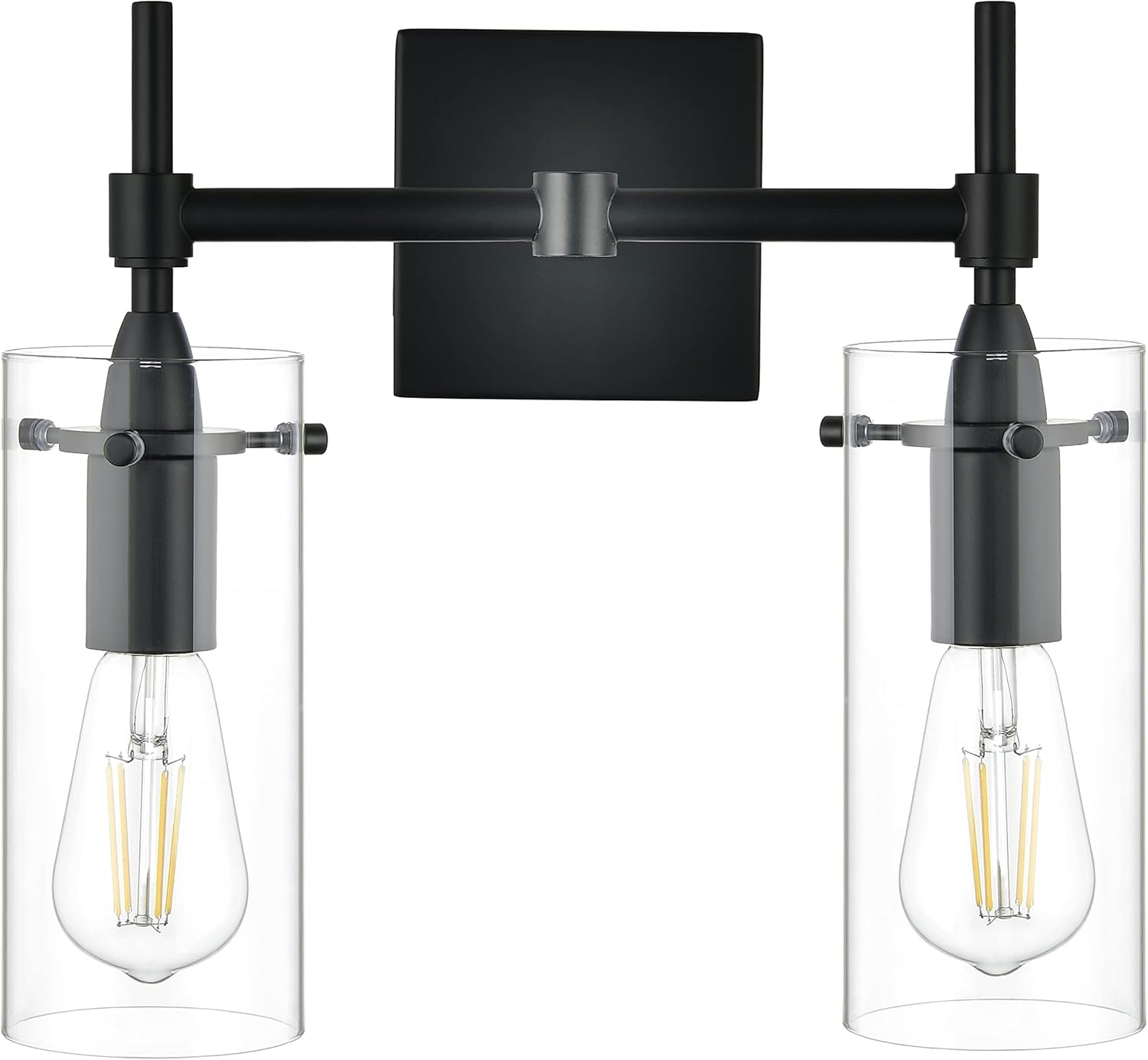 Linea di Liara Effimero Modern Farmhouse Bathroom Vanity Lights Fixtures 2 Lights Over Mirror Matte Black Vanity Lights for Bathroom Light Fixtures Industrial Lighting Clear Glass Covers, UL Listed