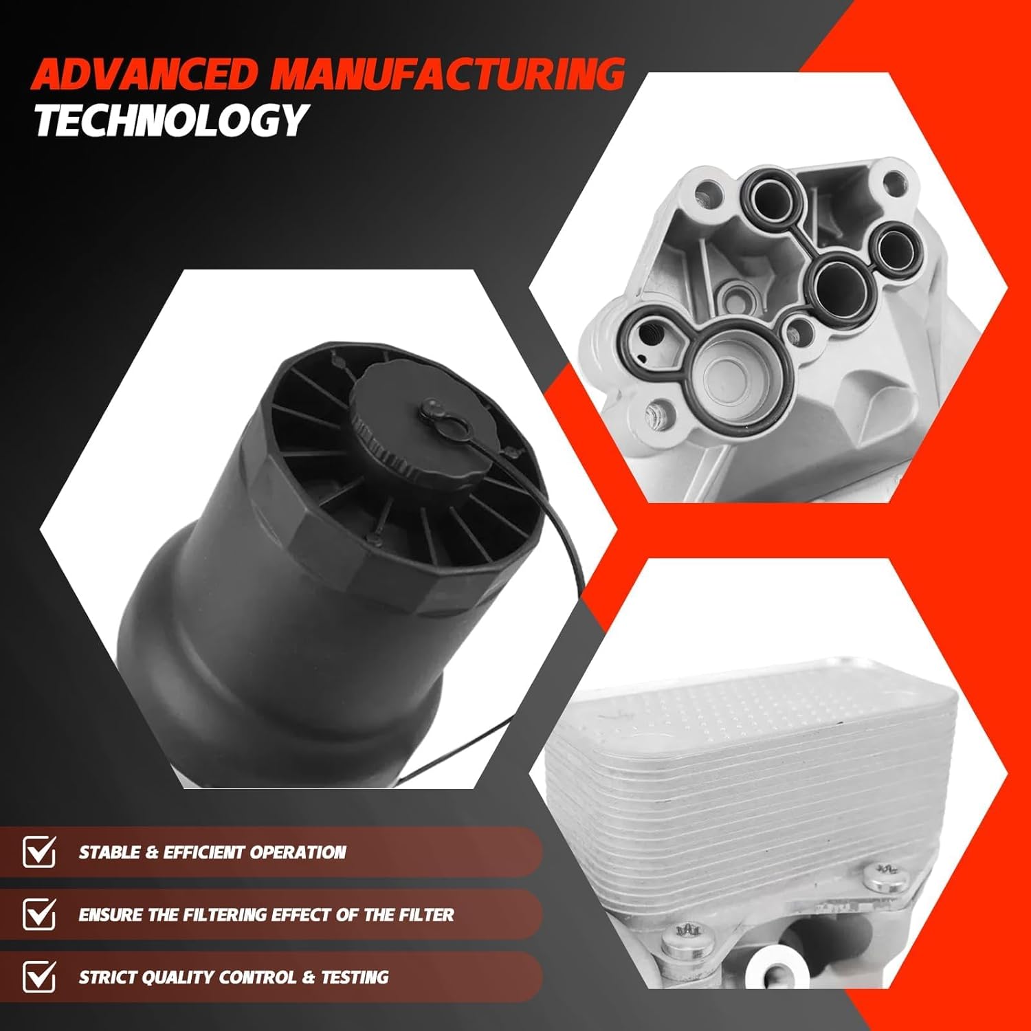 07K115397D Aluminum Engine Oil Filter Housing Assembly with Oil Pressure Sensor Compatible with Audi & Volkswagen 2.5L L5 2005-2014 Jettan Golf Beetle Passat Rabbit TT Quattro 07K115397A