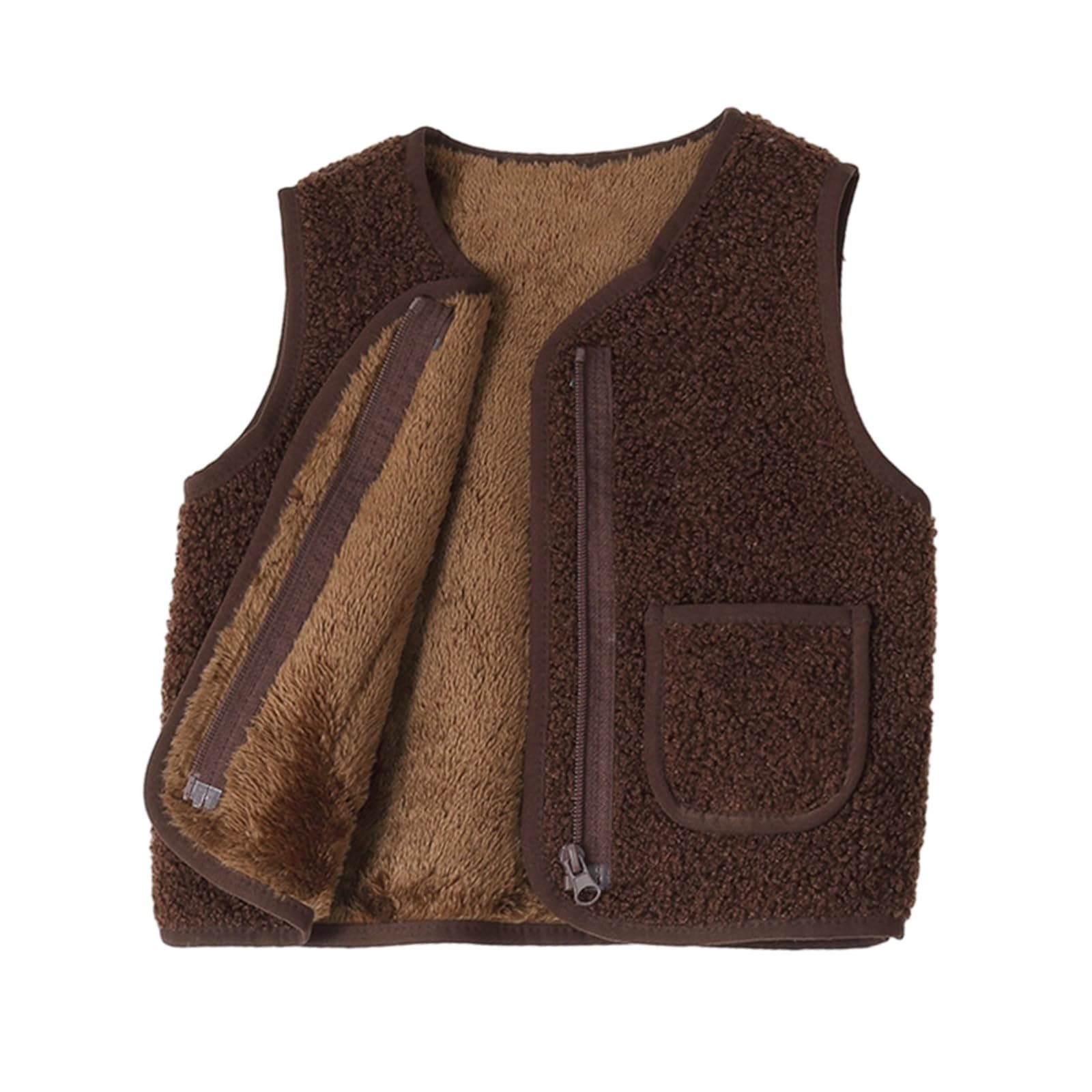 Baby Girls Boys Sherpa Fleece Vest Toddler Lightweight Fall Winter Warm Sleeveless Outerwear Jacket with Pockets
