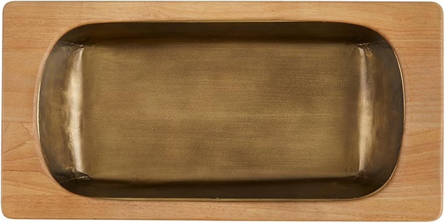 47th & Main Rustic Trays for Home Décor Metal and Wood Tray Set, 2-Sizes, Iron/Rubberwood