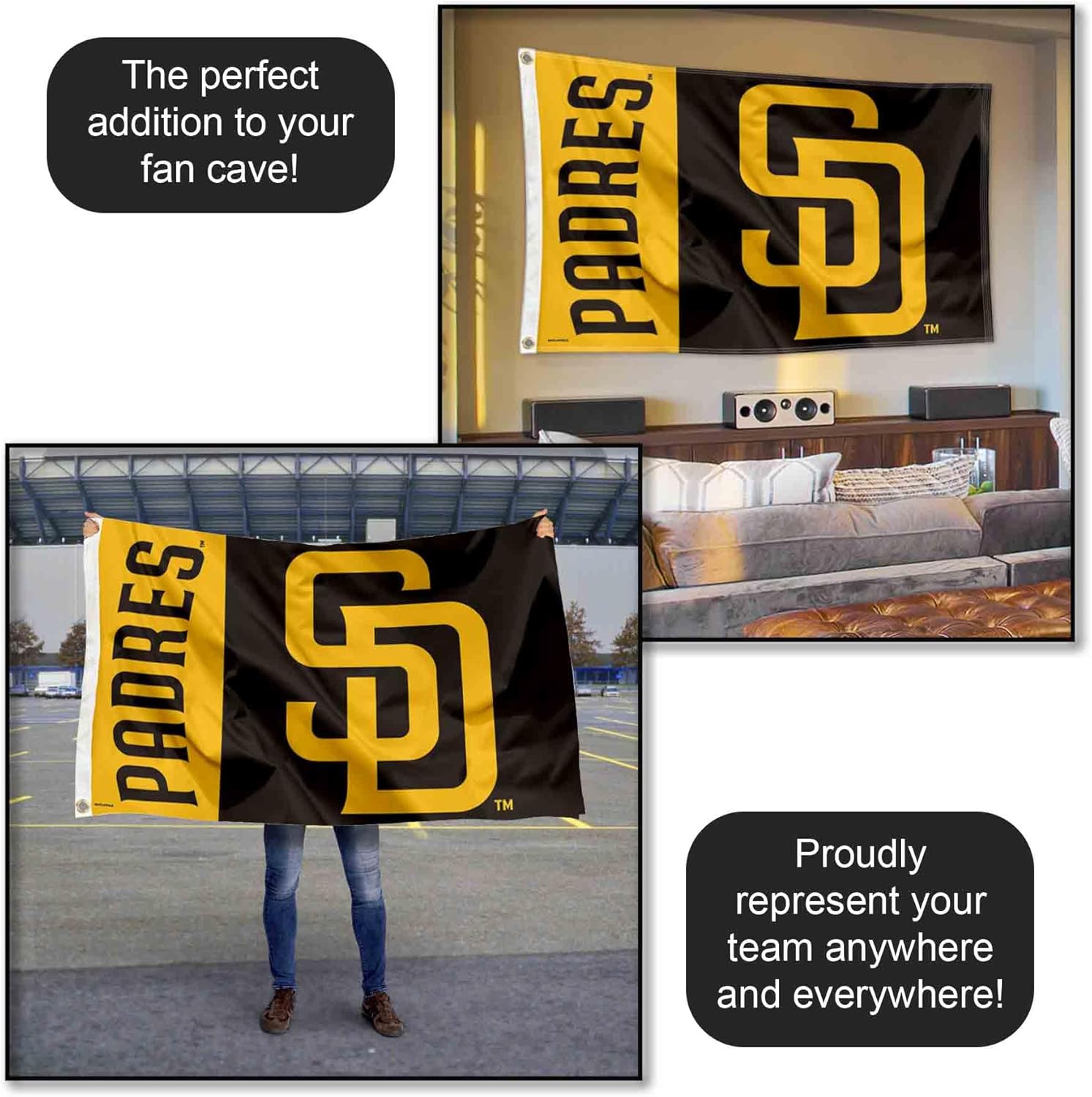 San Diego Padres 3x5 Foot Grommet Flag - Image 5