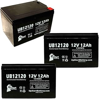 3-Pack UB12120 Universal Sealed Lead Acid Battery (12V, 12Ah, F1 Terminal, AGM, SLA) Replacement - Compatible with APC Smart-UPS 1000, Razor MX500 Dirt Rocket, MX650 Dirt Rocket, APC Back-UPS 650