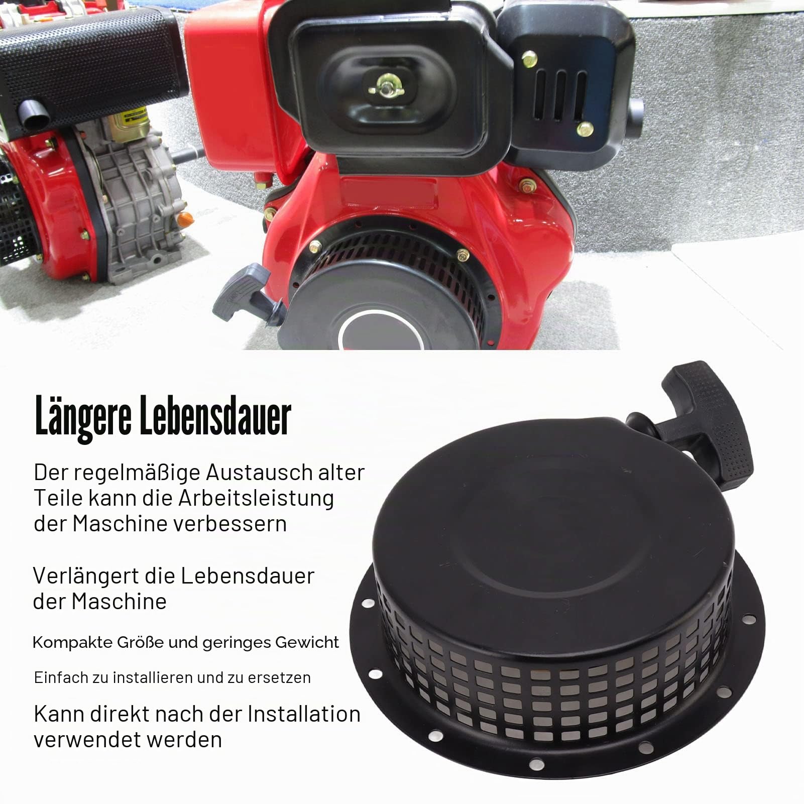 Seilzugstarter, Professionelle 178F-Ersatz-Seilzugstarter-Baugruppe, Rückstoßstarter Zugstarter, Starterseil Ersatzteile Für Benzin-Generator
