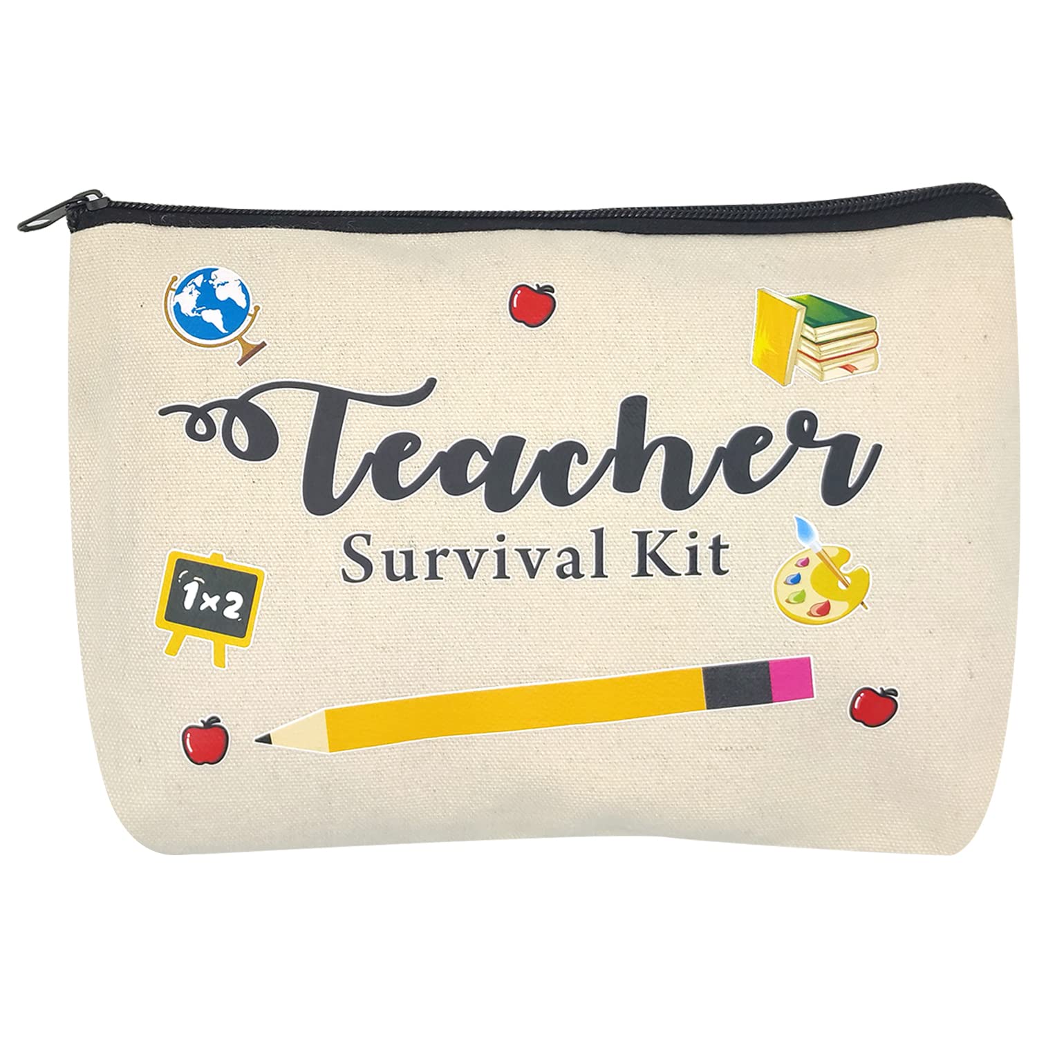 Teacher Appreciation Gifts, Teacher Survival kit Thank You Gifts for Women Best Teacher Ever Makeup Bag Teacher Gifts from Student for Teacher Day Graduation Birthday Gifts Y7JSFBD (pencil)