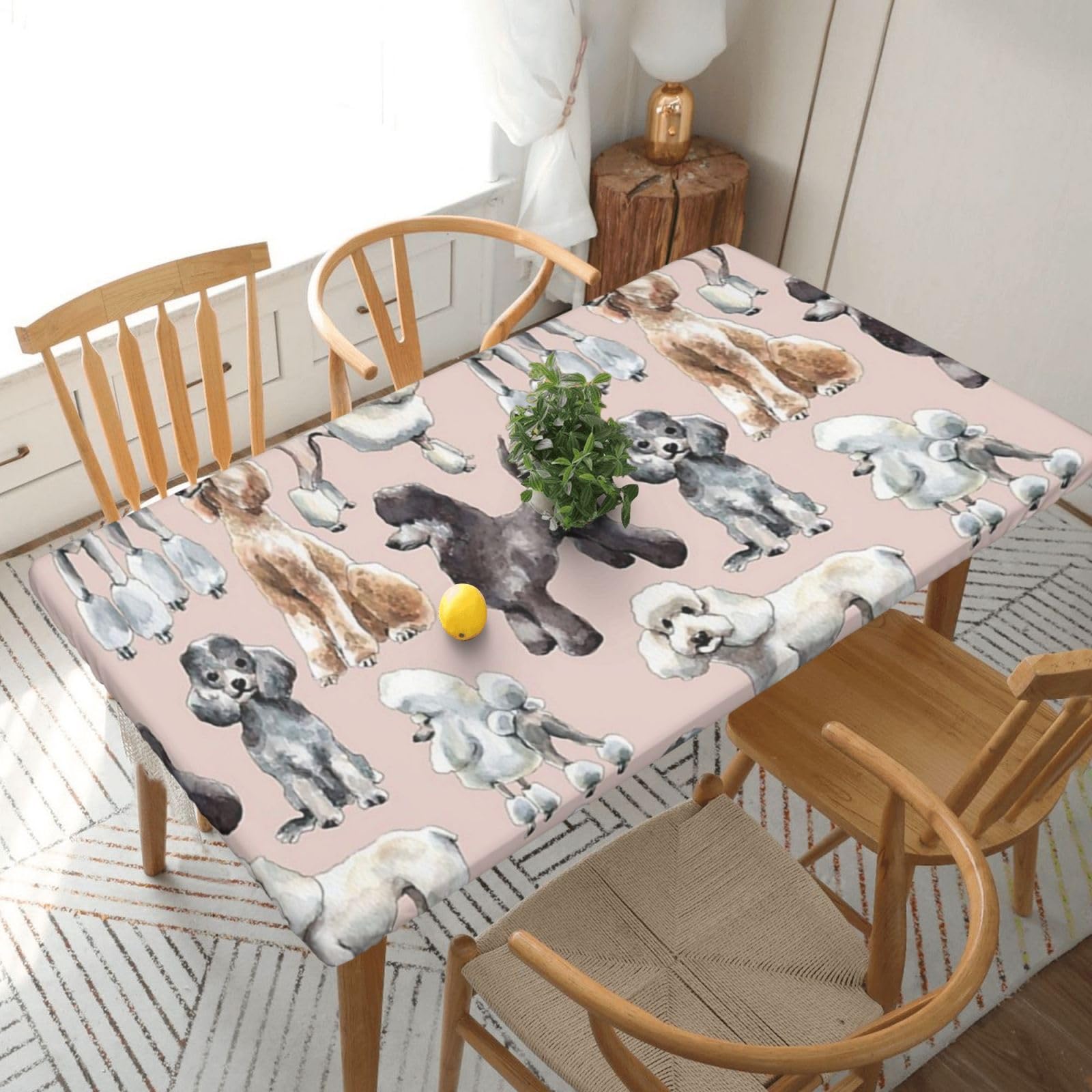 BNVSADC Oodles of Poodles Printed 5FT Tablecloth Polyester Kitchen Water Resistant Table Cloth Dining Table Decoration Table Covers, 152x76 CM