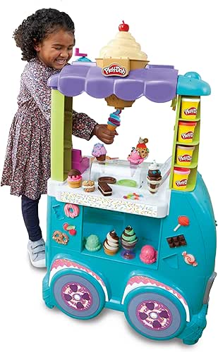 Play-Doh Kitchen Creations, Camion de Glace géant, inclut 27 Accessoires,