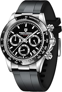 Pagani Design Chronograph Watch, Rose Gold with Black Rubber Strap, 40mm Dial, Japan VK63 Movement, Synthetic Sapphire Glass, PD-1664