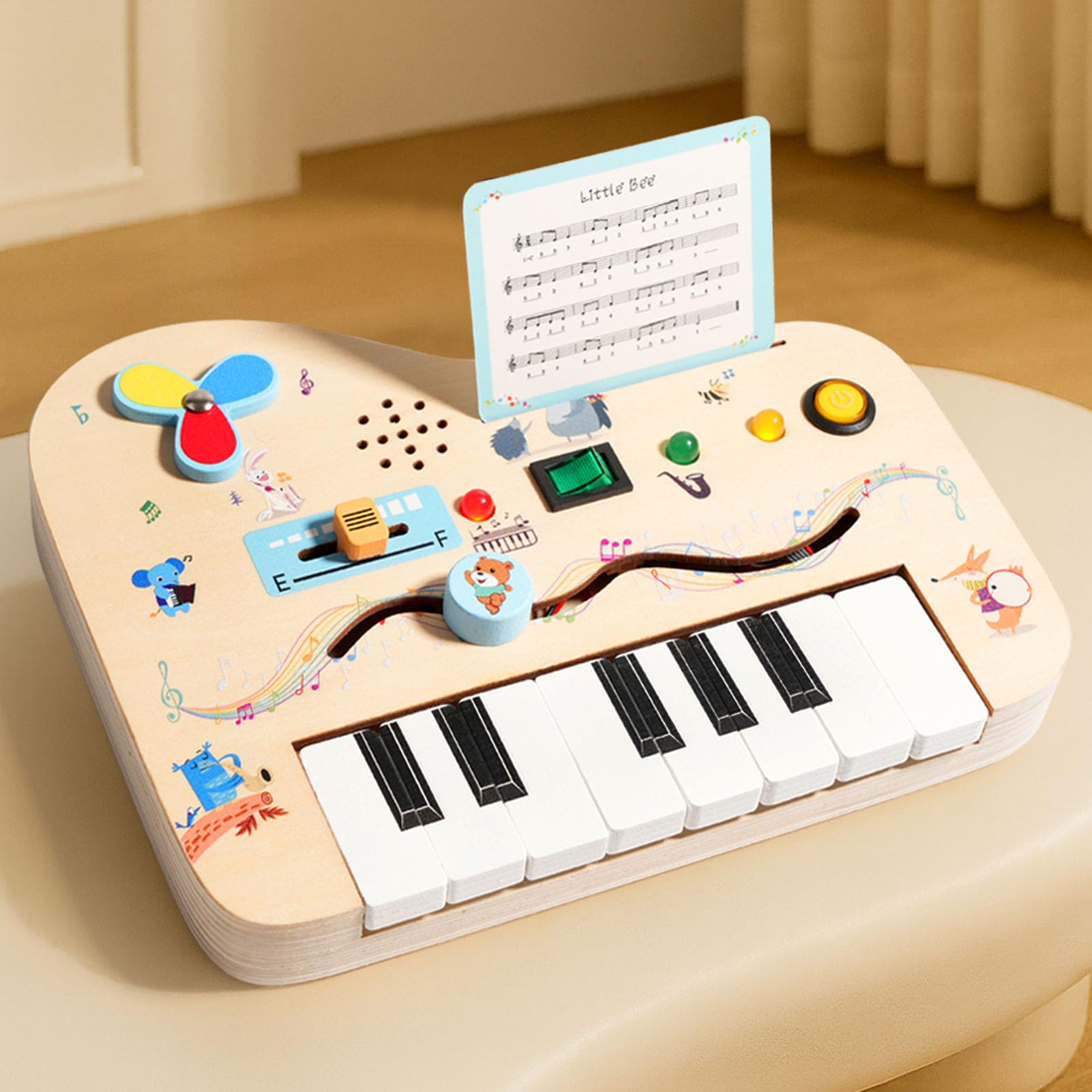 Tablero Sensorial de Madera con Interruptores de Luz LED para Niños