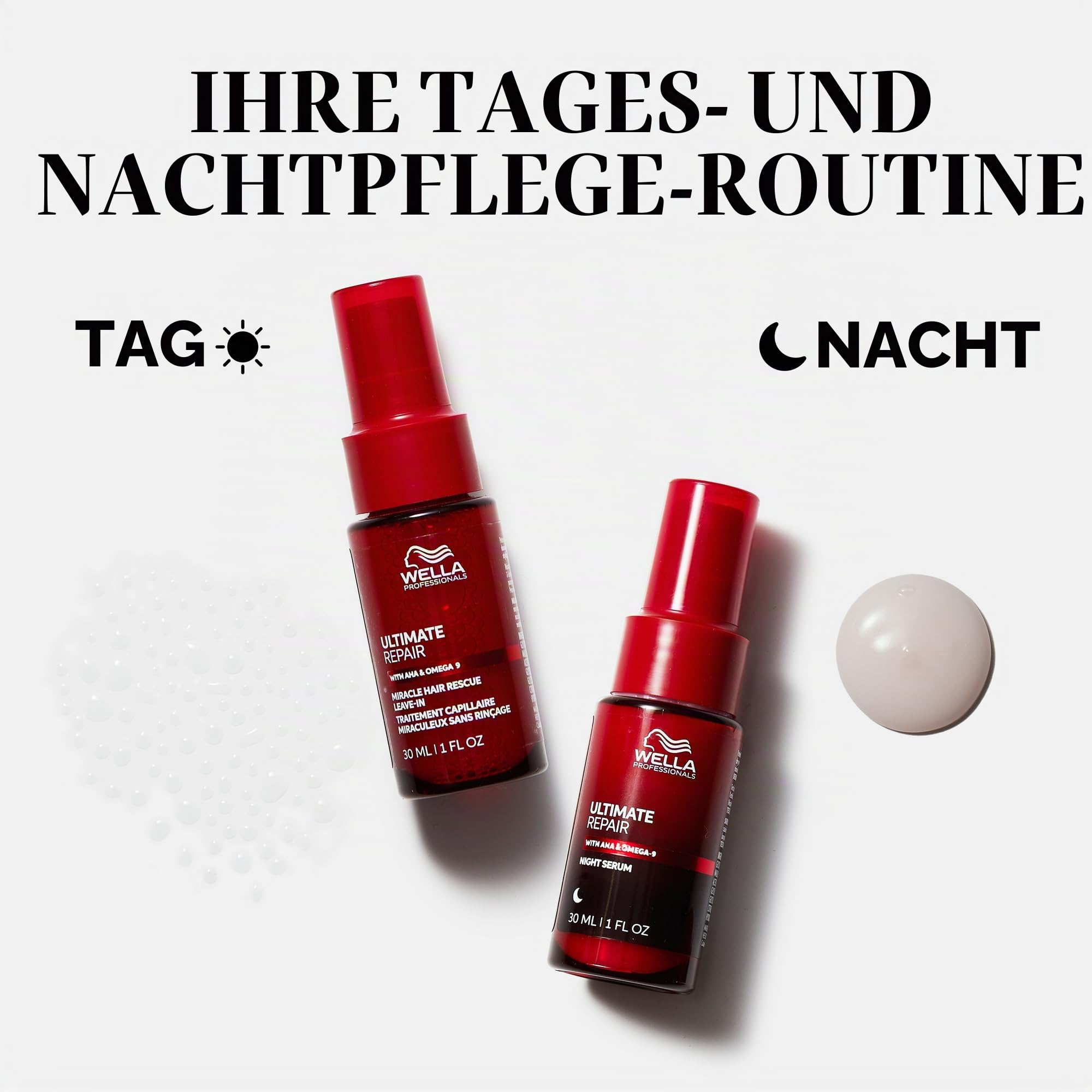 Wella Ultimate Repair Set – Nacht-Serum & Miracle Hair Rescue Leave-In für Reparatur, Anti-Frizz & Anti-Spliss – 95 ml Serum & 30 ml Spray