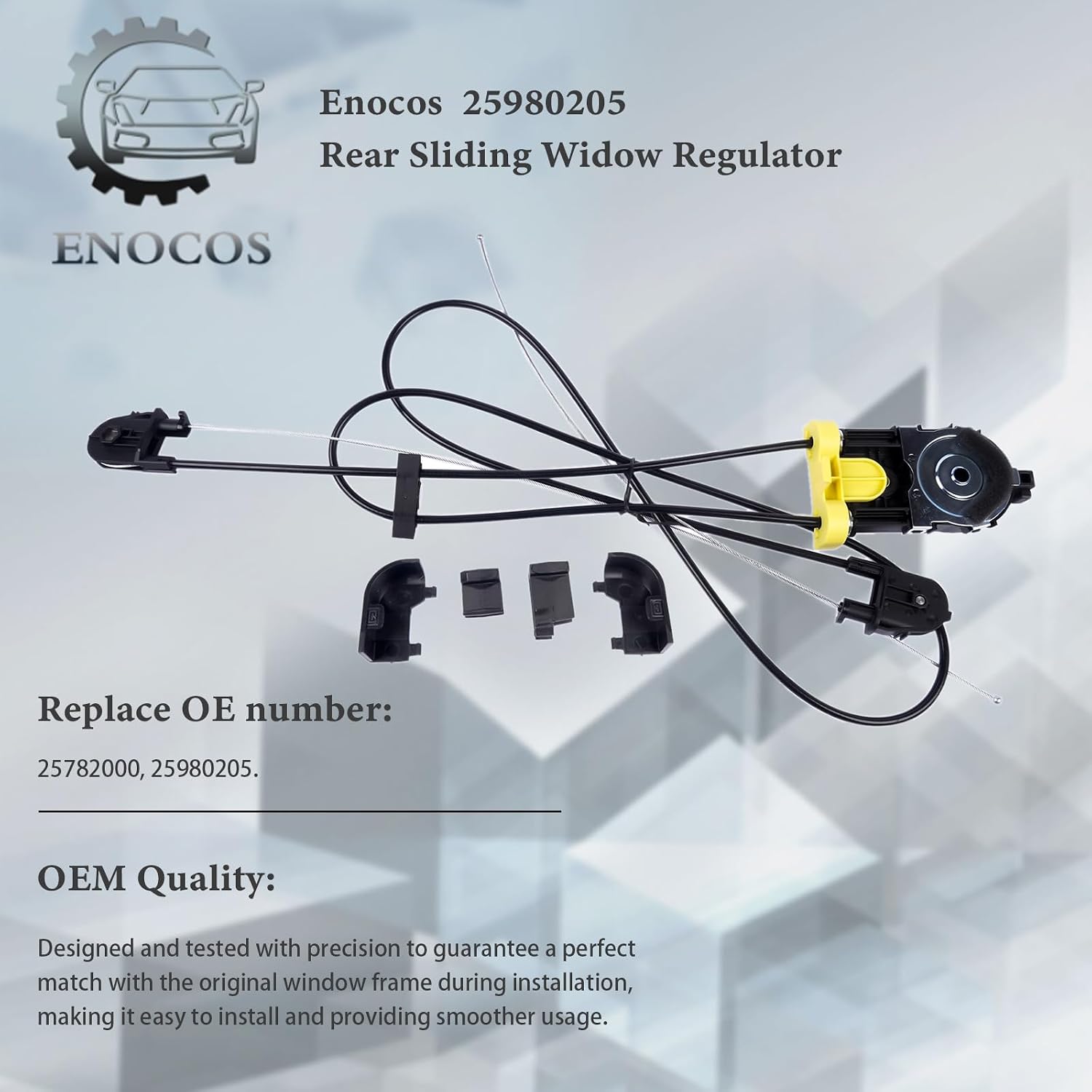 25980205 Rear Sliding Widow Regulator without Motor Compatible with Chevy & GMC - 2007-2014 Silverado 1500 2500 HD 3500 HD/Sierra 1500 2500 HD 3500 HD