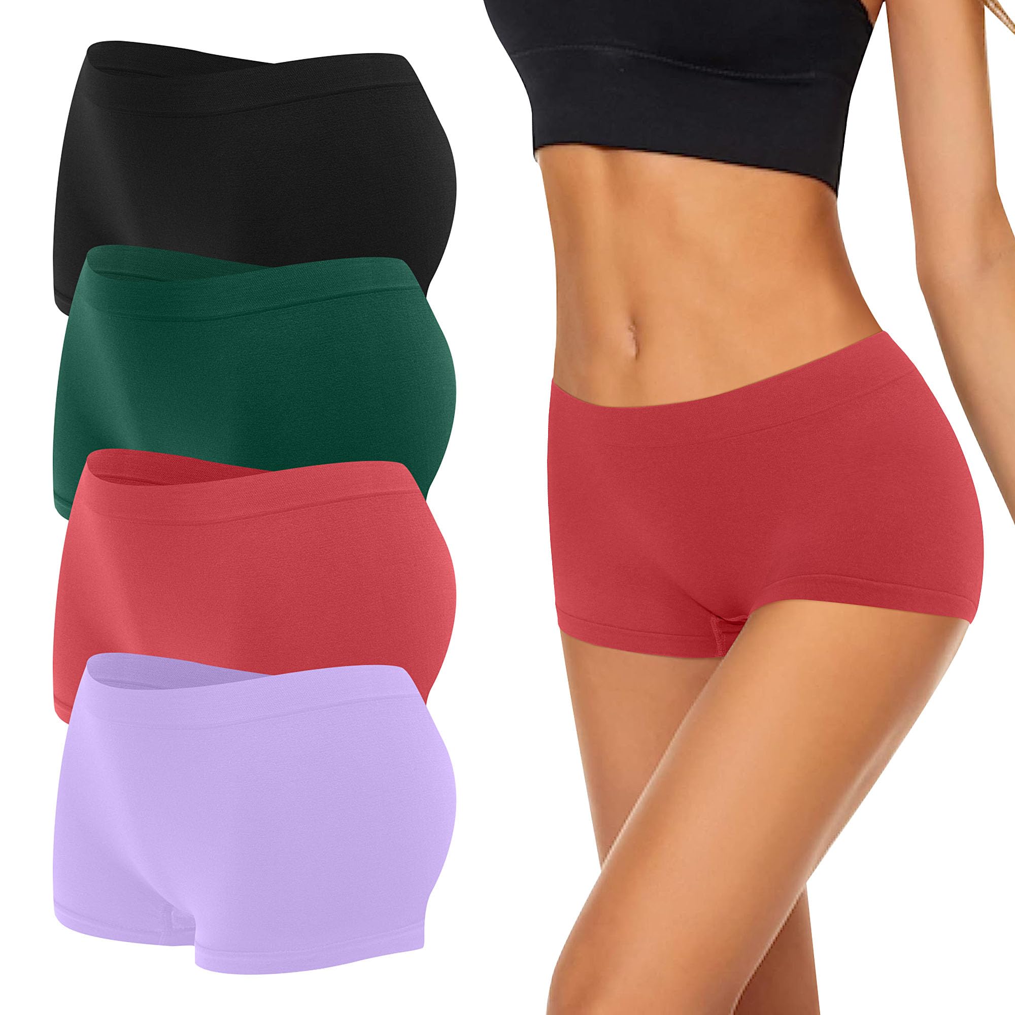 Uizuooy 4/6 er Pack Damen Boxershorts Pantys Seamless Slips Damen Atmungsaktiv Panties Weich Stretch Frauen Unterwäsche Mikrofaser ohne Seitennähte