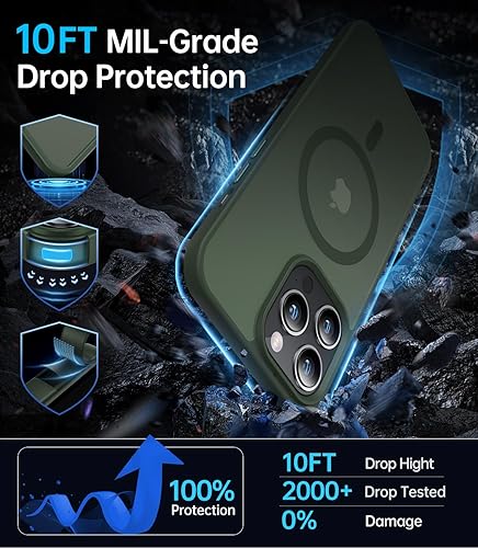 Miniatura 3 de Funda magnética para iPhone 14 Pro Max compatible con MagSafe probada en caídas de grado militar de 10 pies Funda delgada translúcida mate para