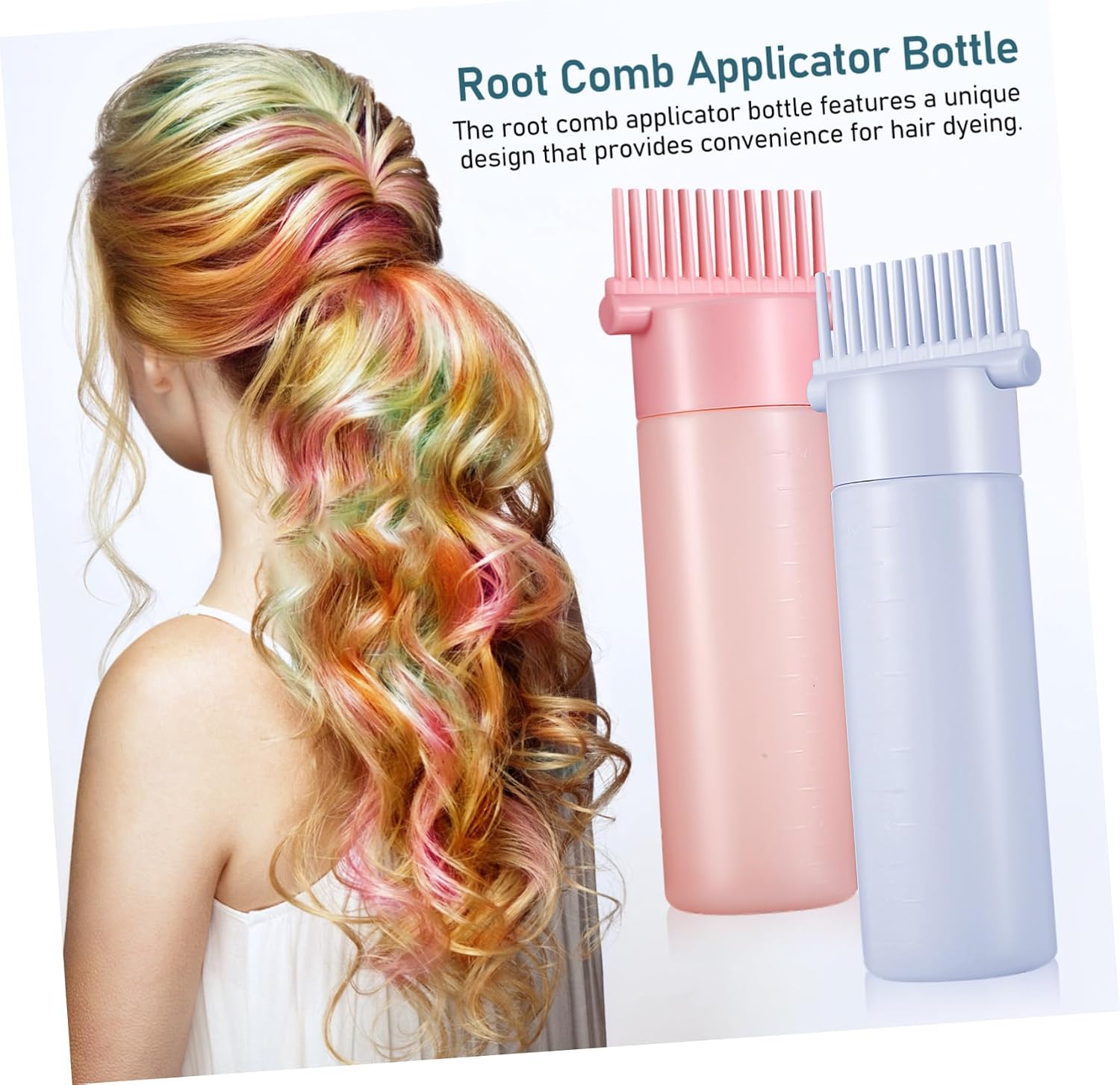 Ipetboom 2 Pcs Hair Oiler Comb Bottle PE Root Applicator Bottle Set