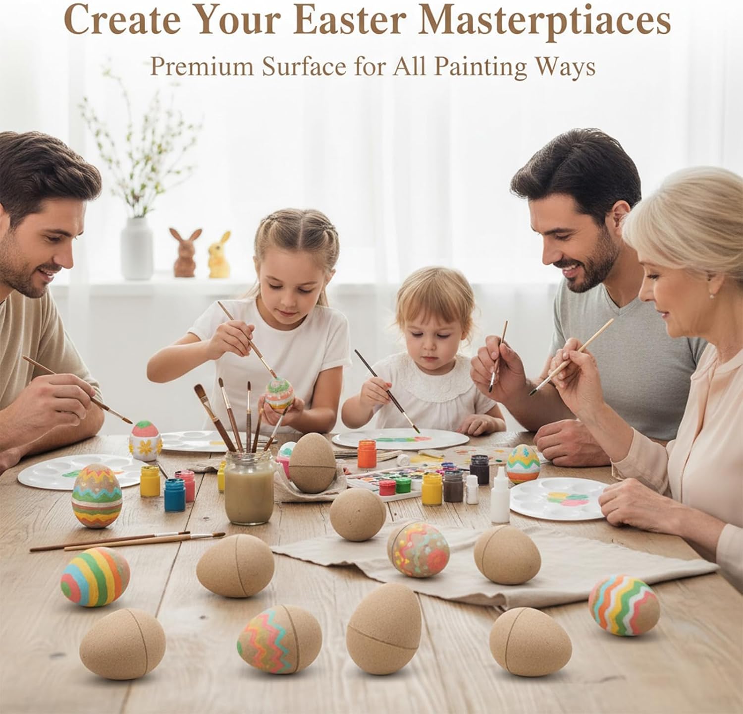 Easter Papier-Mâché Eggs - 24 Pack Paintable & Fillable Empty Paper Pulp Eggs for DIY Easter Egg Decorating, Spring Festival Crafts Party Favors, Brown