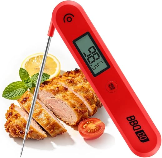 Inkbird Stainless Steel Digital Meat Thermometer, BG-HH1C Instant Read Cooking Food Thermometer with Foldable Probe and La...