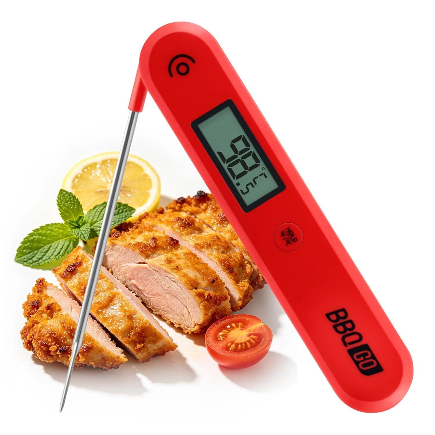 Inkbird Stainless Steel Digital Meat Thermometer, BG-HH1C Instant Read Cooking Food Thermometer with Foldable Probe and La...
