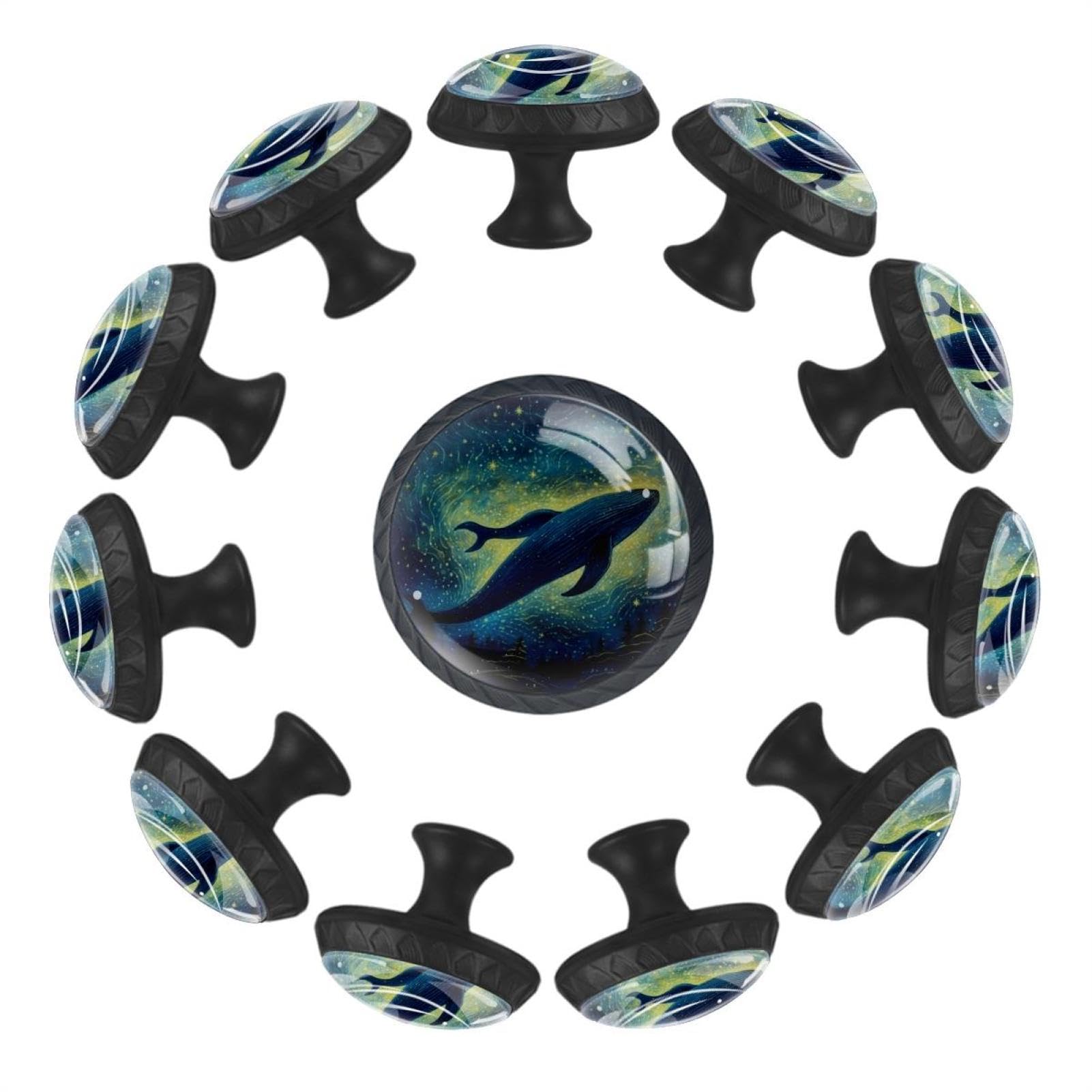 Boutons de tiroir pour remplacer poignée meuble motif baleine bleu cristal