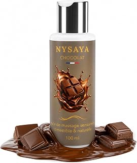 Huile de Massage Comestible Chocolat - Massage Sensuel pour Couple - Gel Aqueux Non Gras & Non Collant - Ne Tache pas les Draps - Fabriqué en France - 100 ml