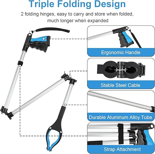 Miniatura 3 de Housolution Herramienta de agarre de alcance, agarradores extra largos de 43 pulgadas para ancianos, agarrador de garras de basura ligero y práctico