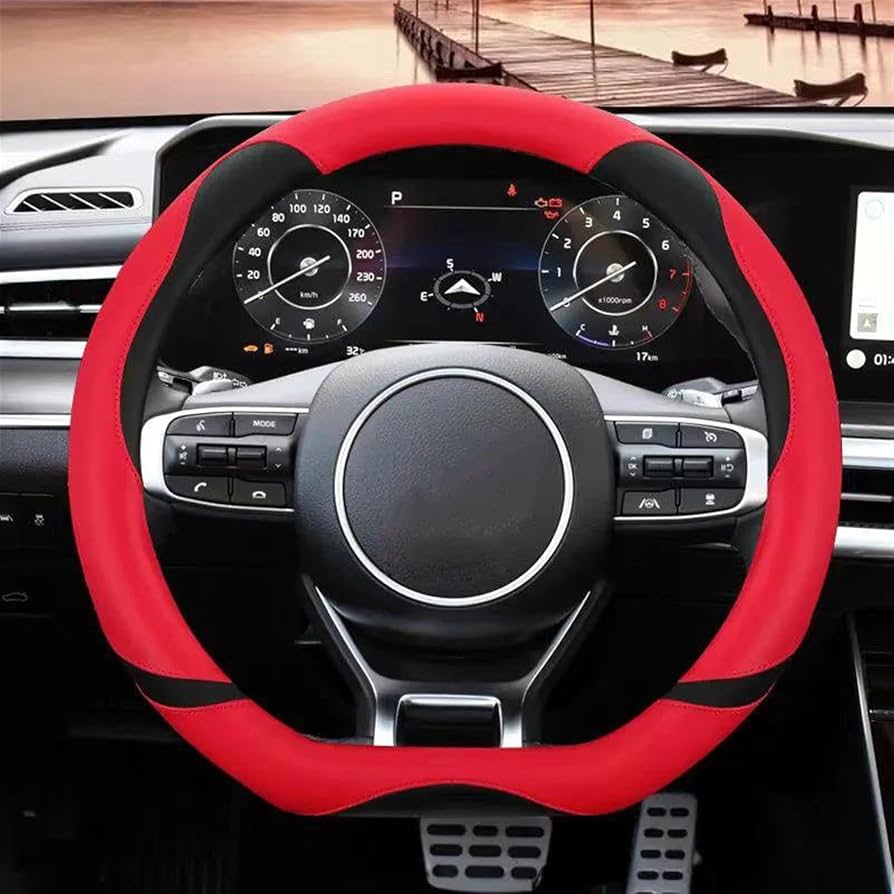 Amazon | 便利で実用的 車内ステアリングホイールカバー革アクセサリー