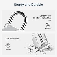 Vista 4 de Puroma - Candado impermeable de combinación de 4 dígitos, para intemperie, para casillero escolar o deportivo, valla, caja de herramientas, puerta