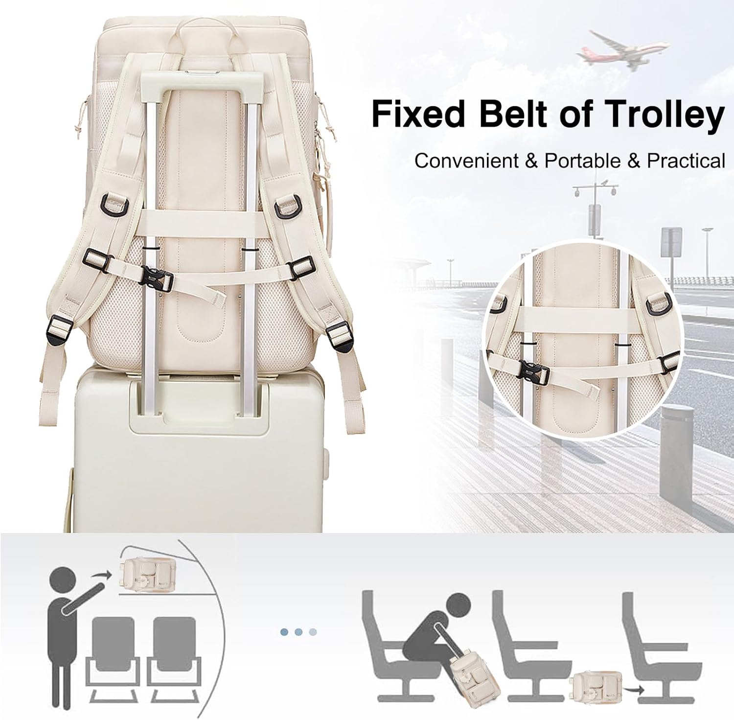 FANDARE Women Business Backpack Travel Airline Approved Carry On Bags for Airplanes Gym Bag with Shoe Compartment Men Daypacks Waterproof Laptop Backpack with USB Travel Essentials Black