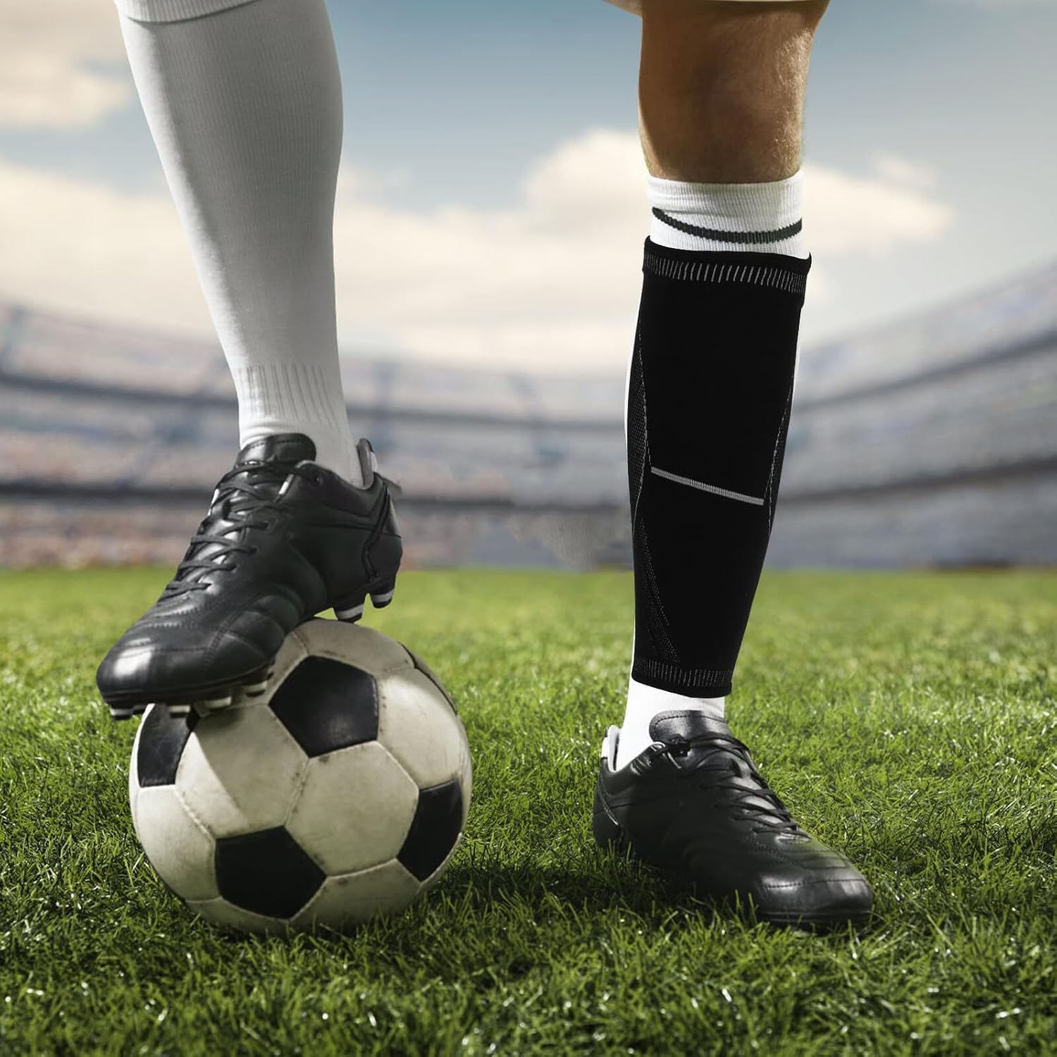 VICASKY 2pcs Compression Calf Sleeves for Men Elastic Leg Support Socks Skin-friendly Sports Stockings Basketball Running Football Outdoor Protection