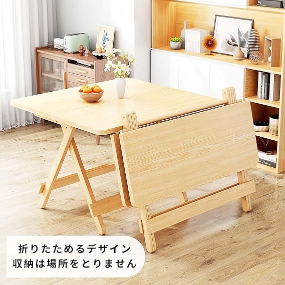 Dining Table Folding Dainty Table Dining Table for 4 Dining Room Telescopic Wooden Multipurpose Dinner Table Space Saving Kitchen Set for 4 People Compact Storage D