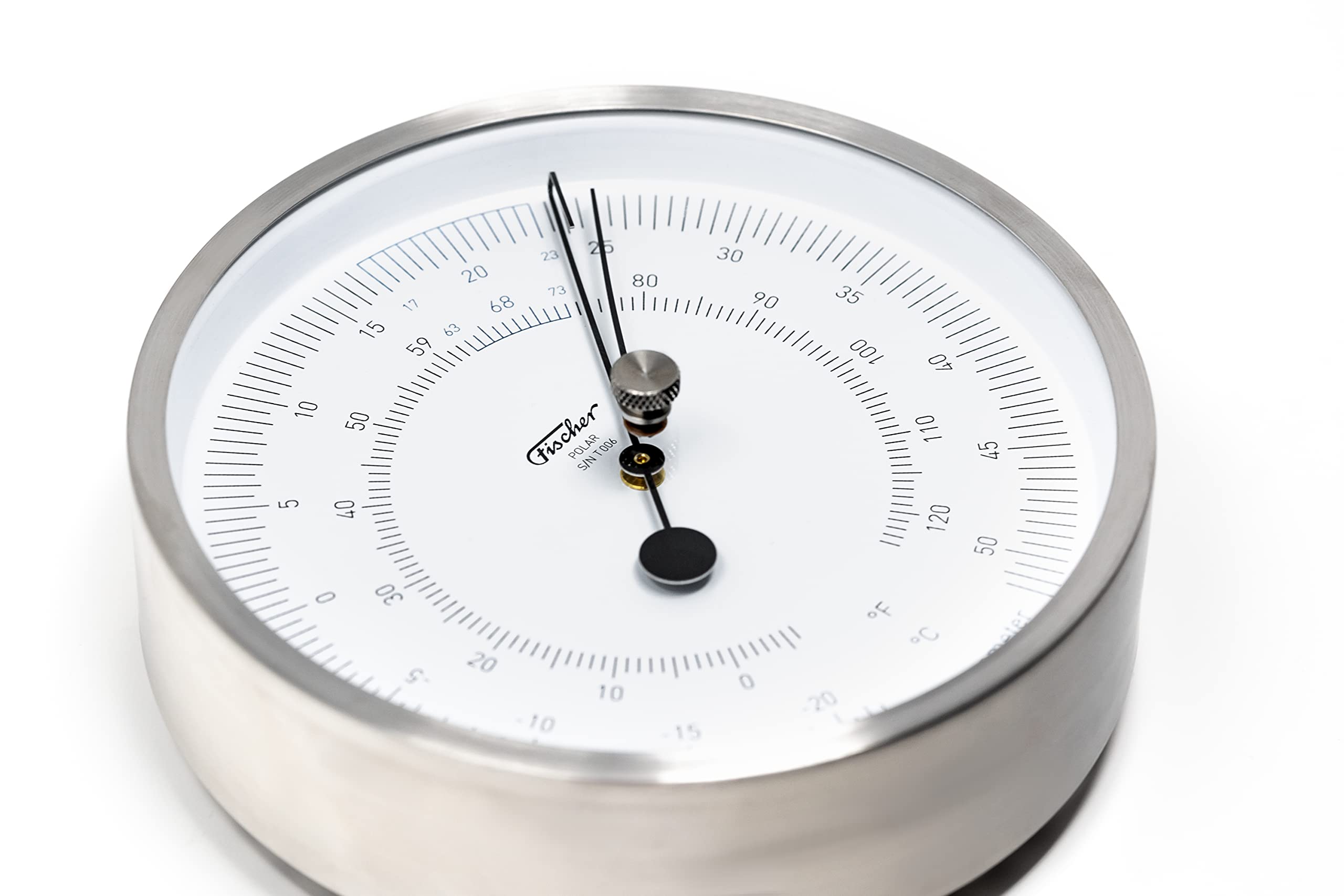 Fischer 1608T-01 - Termómetro polar, Celsius y Fahrenheit, acero inoxidable | Termómetro bimetálico, 133 mm de diámetro, fabricado en Alemania