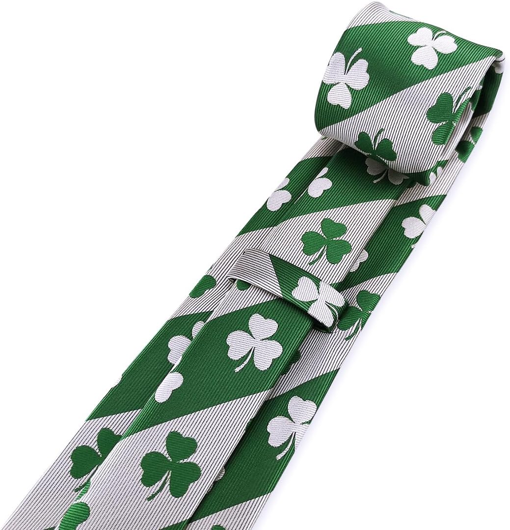Green Tartan Jacquard Woven Plaids Tie for Men's Self Necktie