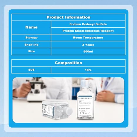 SDS Buffer, 10% Sodium Dodecyl Sulfate Solution for Lab, 500mL2