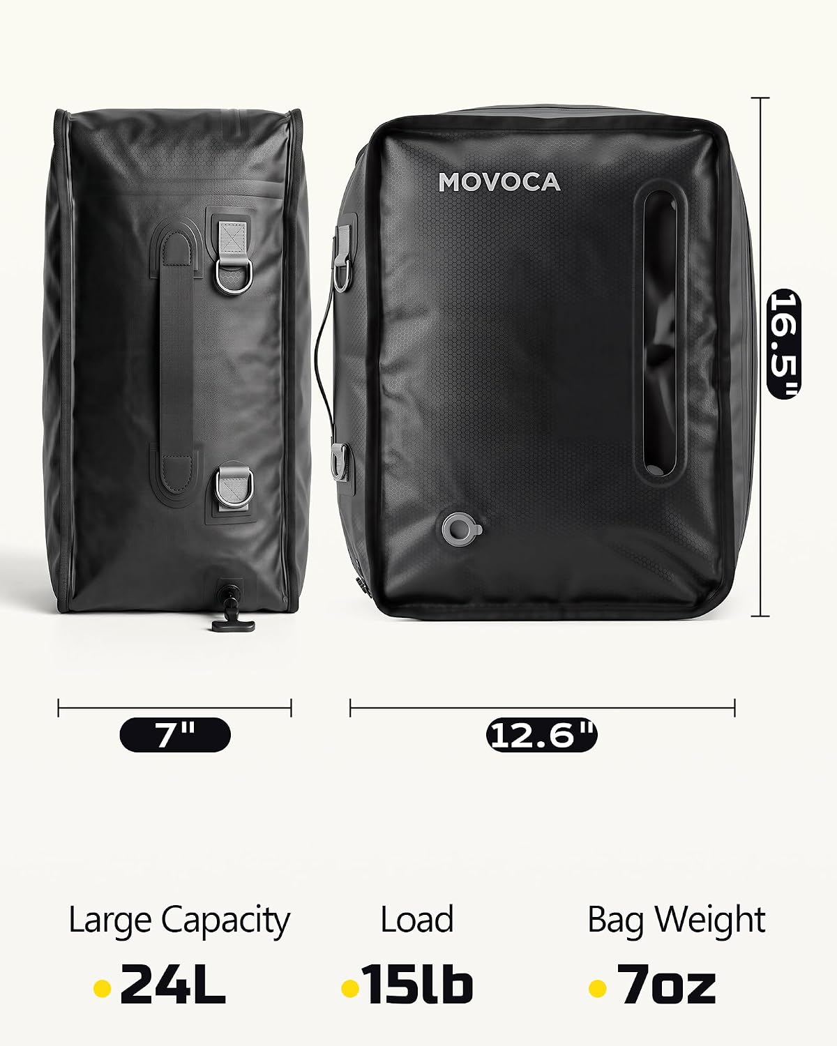 MOVOCA Vacuum Bags for Travel with Pump, 24L Compression Packing Cubes for Carry-On Suitcase & Backpack, Reusable IP67 Waterproof Space Saver Vacuum Seal Bags for Clothing Travel