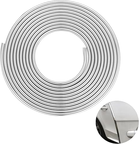YIJINSHENG - Protectores de borde de puerta de automóvil, forma de U, moldura de cromo plateado, universal, tira decorativa de protección para