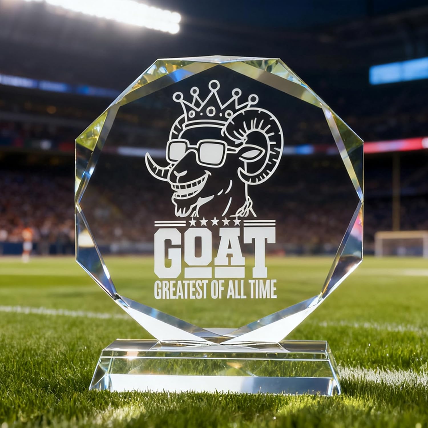 Goat Trophy Award, Greatest of All Time Funny Crystal Plaque for Competitions, Office, Party and Sports