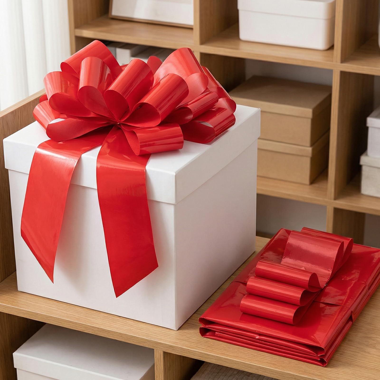 Grand Nœud Rouge 76 cm, Noeud Géant Décoratif pour Cadeau Voiture Mariage Anniversaire Noël