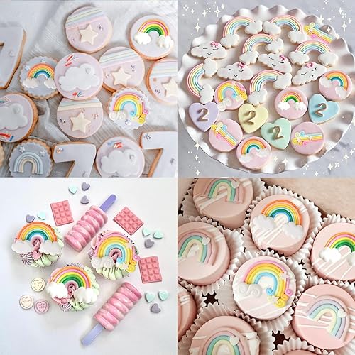 Miniatura 6 de Moldes de fondant de nube, 3 unidades, molde de silicona arcoíris para decoración de pasteles de chocolate, dulces, azúcar, cupcakes, decoración de