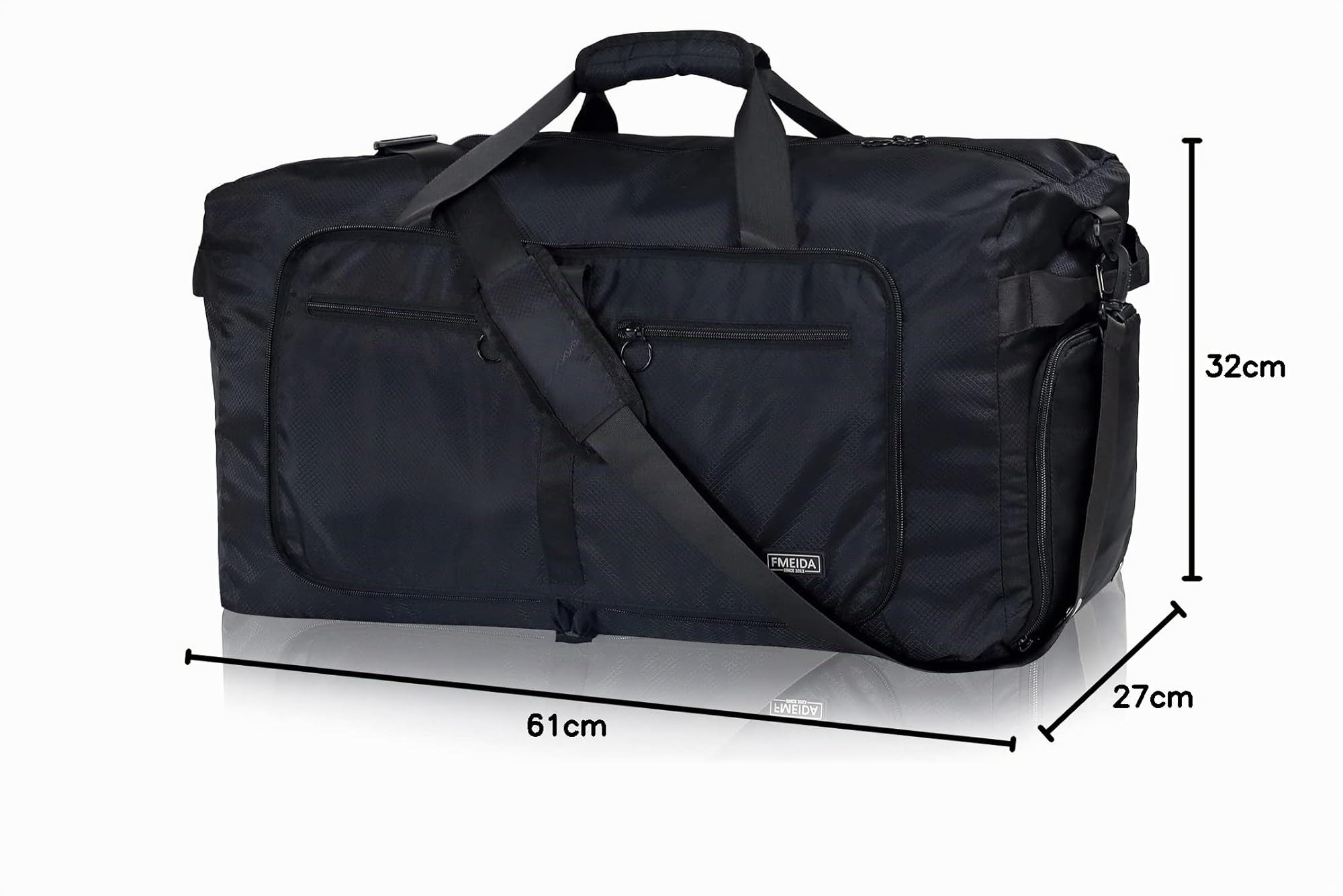 Fmeida Bolsa de Viaje Grande 65L con Compartimento para Zapatos, Plegable Bolsa Viaje Impermeable Ligera Bolsas de Viaje para Hombre y Mujer - Negro