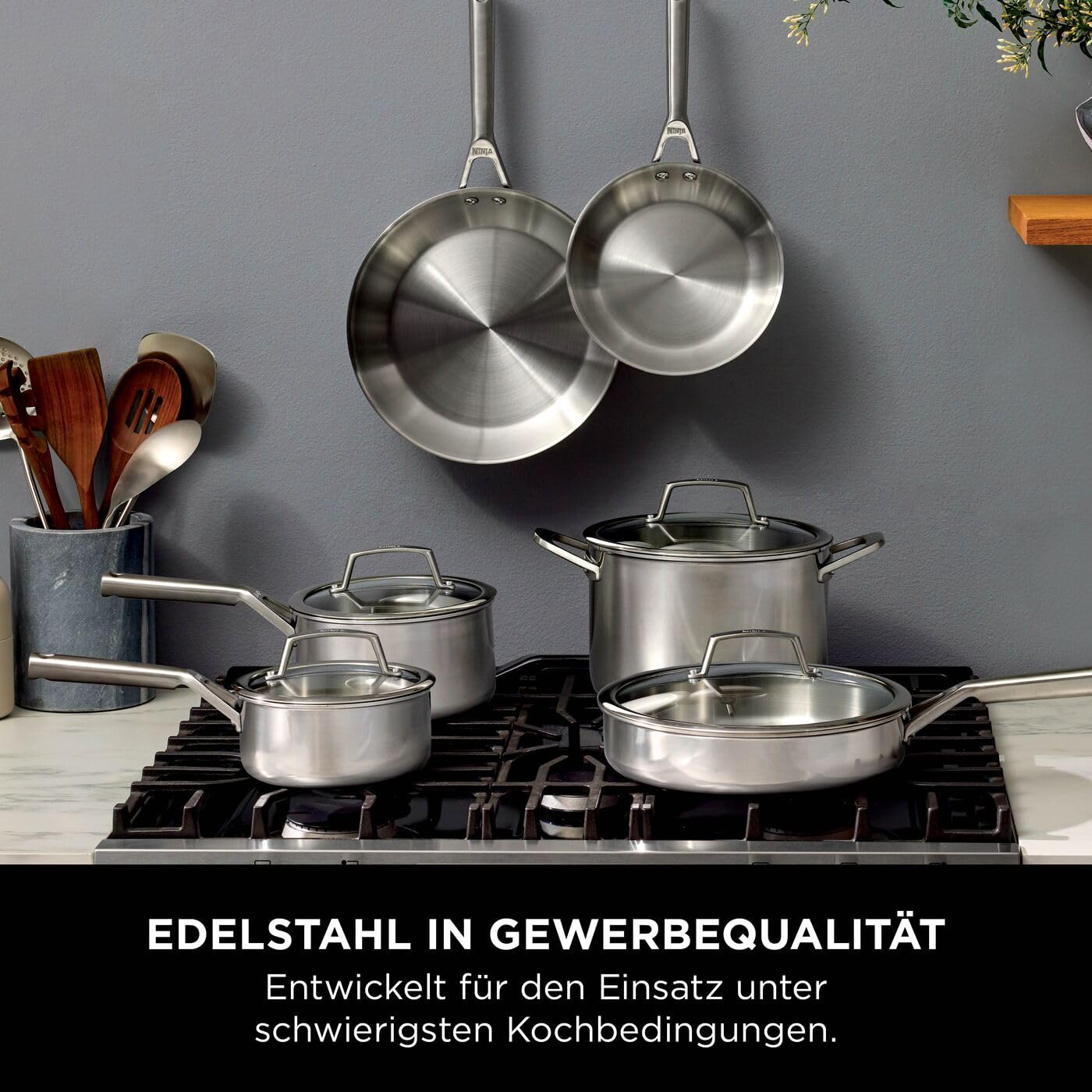 Ninja EverClad Edelstahl-Kochtopf (18 cm) mit Deckel, geeignet für alle Herdarten, sogar Induktion, ofenfest bis 300 °C, durchgehender Induktionsboden, C90218EUI