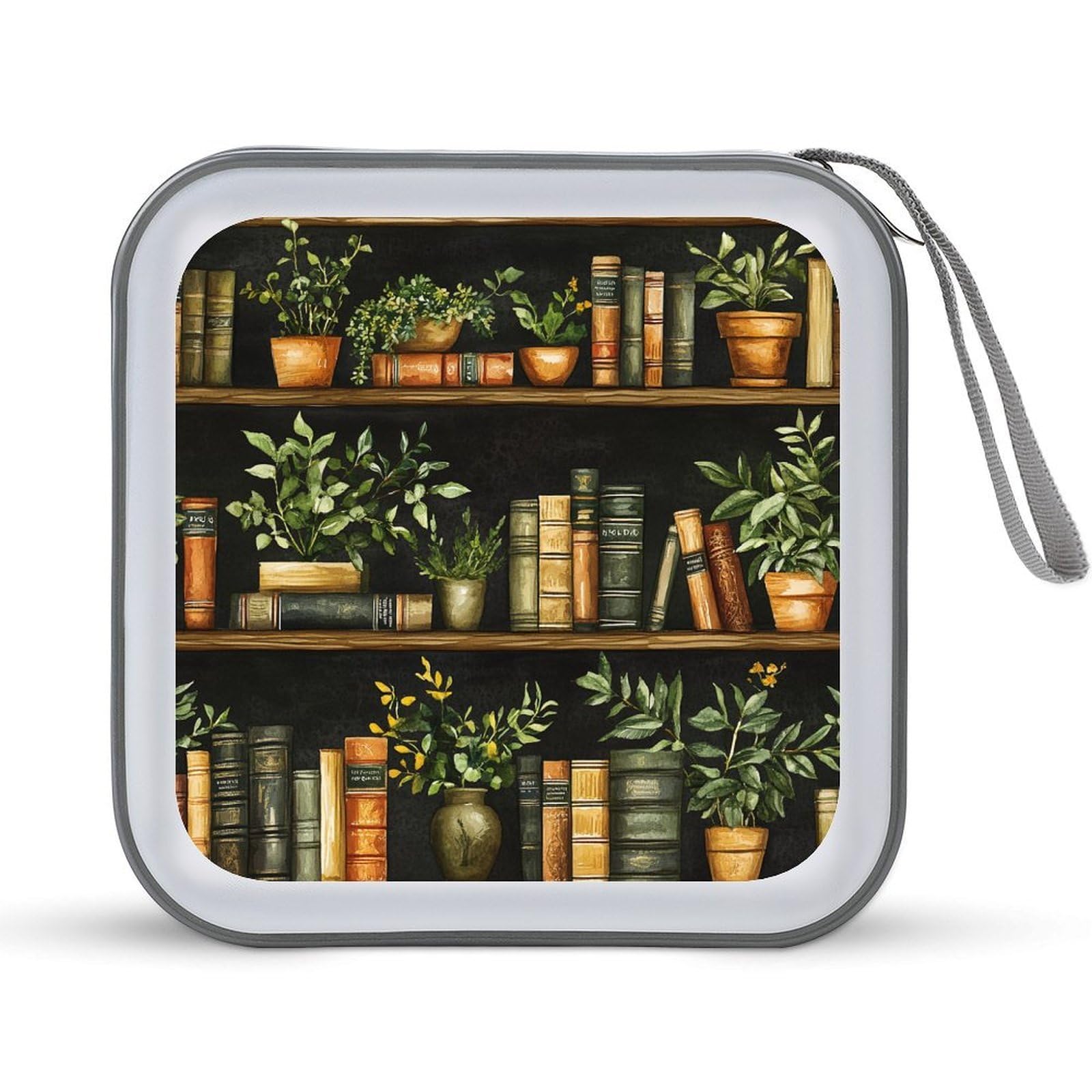 Jubonexis Magical Dark Academia Watercolor Bookshelf CD Case DVD Storage Case Portable for Car Home Travel
